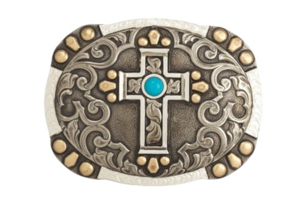 CRUMRINE OVAL CROSS BLACK STONE - ACC BUCKLE  - C10021