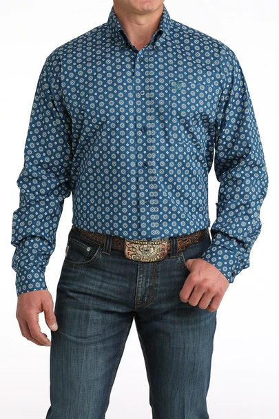 CINCH BLUE STRETCH GEOMETRIC - MENS SHIRT  - MTW1106054