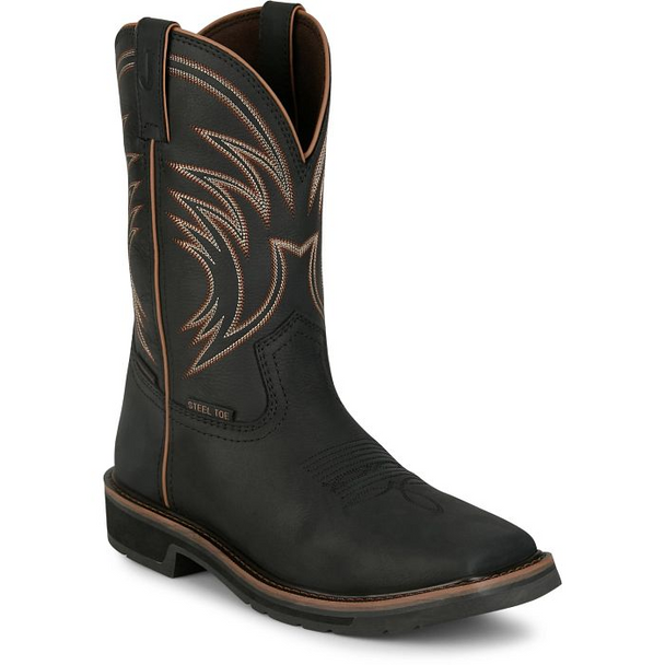 JUSTIN  WIDOWMAKER BLACK STEEL TOE - BOOT MENS WORK - SE4241