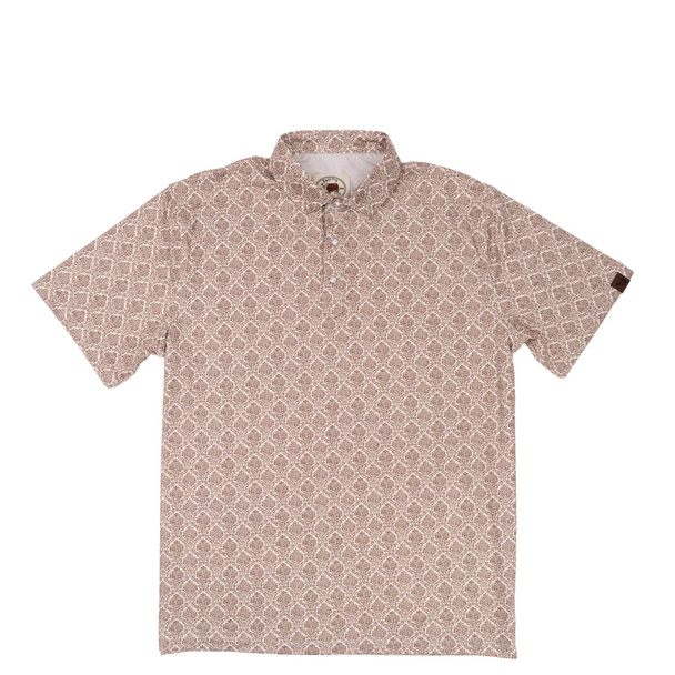 LAZY J RANCH WEAR BROWN PERFORMANCE PRINT - MENS POLO  - LJ-2563