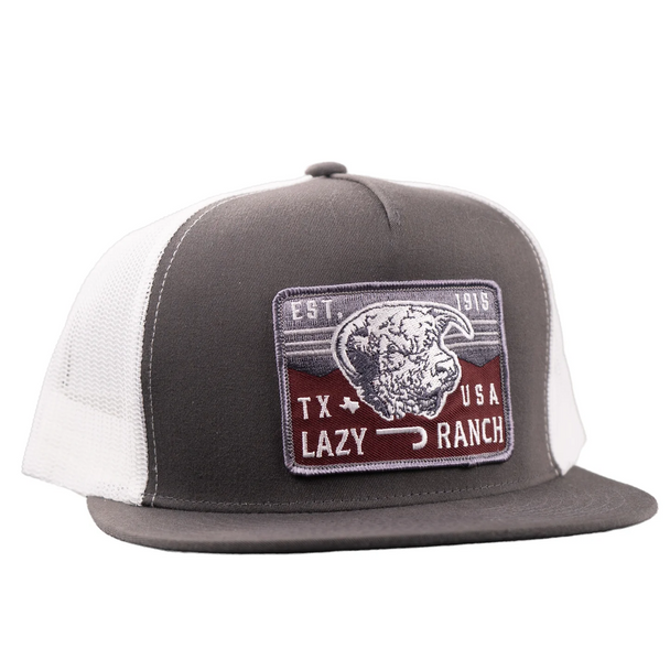 LAZY J RANCH WEAR GREY & WHITE RED ROCK CLASSIC - HATS CAP  - GRYWHT4-REDRK