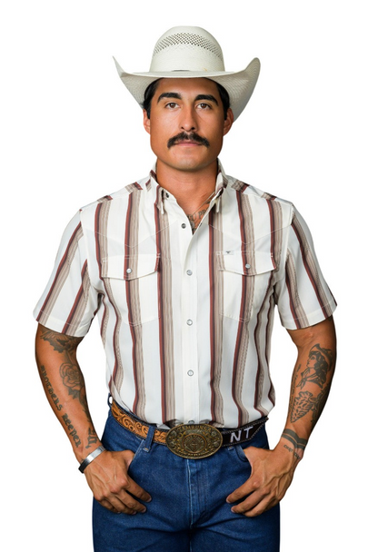 FERREL THE TRISTAN BROWN STRIPE - MENS SHIRT  - FPS1026049