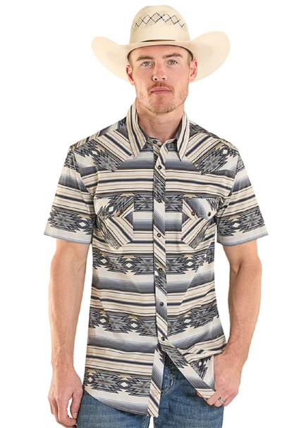 ROCK & ROLL AZTEC STRIPE DARK BROWN - MENS SHIRT  - BMN3S08308