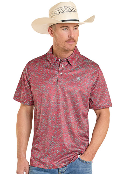 PANHANDLE SLIM RED GEOMETRIC SNAP PRINT - MENS POLO  - TM51T08292