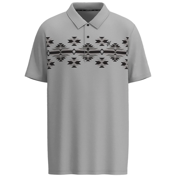 HOOEY VAPOR BLUE GREY BLACK AZTEC - MENS POLO  - HP2601GYBK