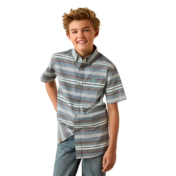 ARIAT PAULINE GREY SERAPE STRIPE - KIDS BOYS SHIRT - 10071621