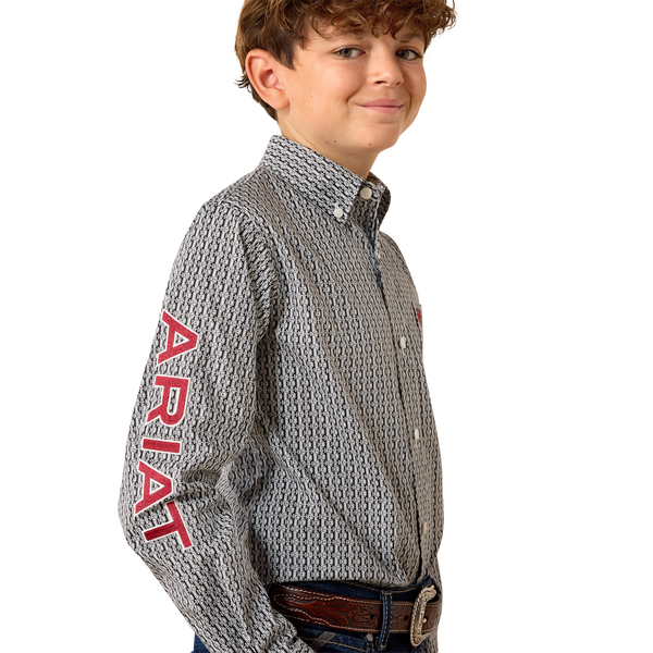 ARIAT TEAM WARD BLACK/WHITE PRINT - KIDS BOYS SHIRT - 10071689