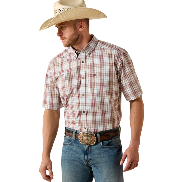 ARIAT PRO PASCAL MAROON PLAID - MENS SHIRT  - 10071616