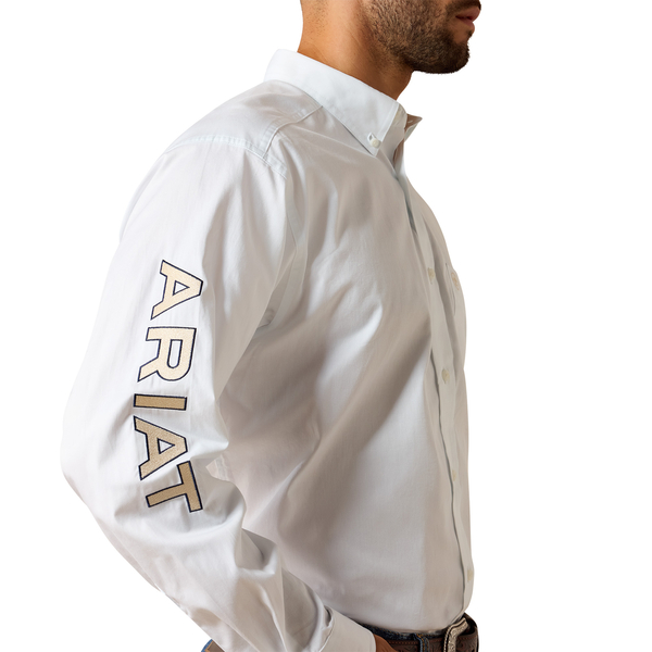 ARIAT TEAM LOGO TWILL WHITE KHAKI - MENS SHIRT  - 10071686