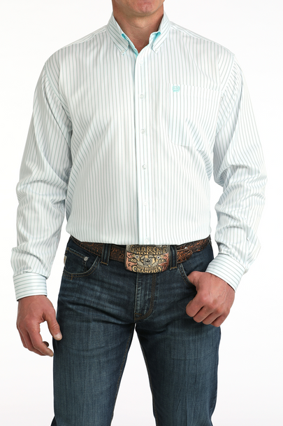 CINCH WHITE STRIPE PRINT - MENS SHIRT  - MTW1106061
