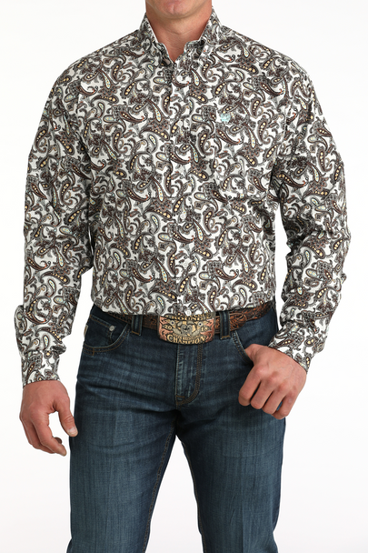CINCH WHITE PAISLEY PRINT - MENS SHIRT  - MTW1106059