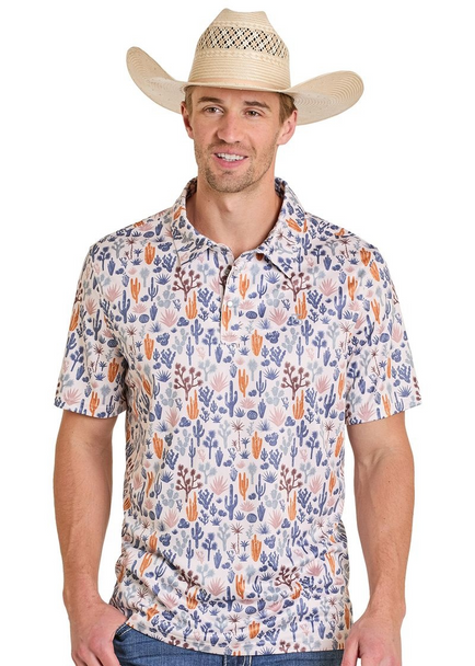 PANHANDLE SLIM DESERT NATURAL SNAP PRINT - MENS POLO  - TM51T08214