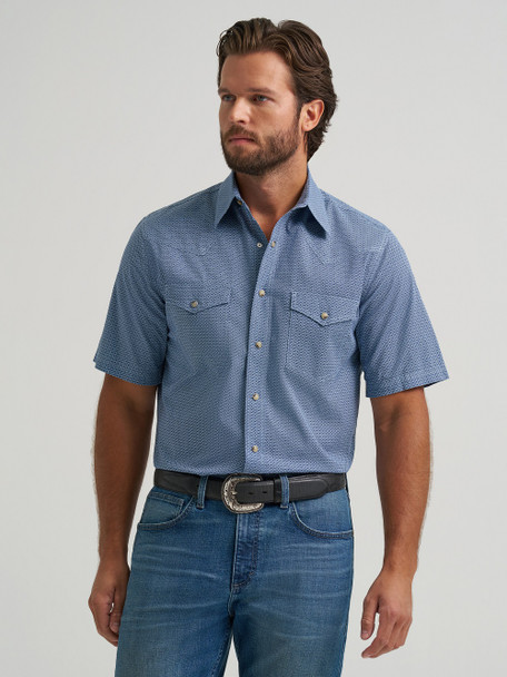 WRANGLER 20X COMPETITION BLUE PRINT - MENS SHIRT  - 112378712