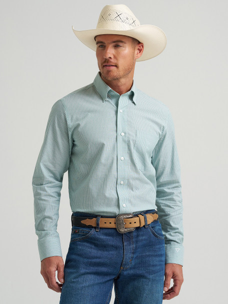 WRANGLER CODY JOHNSON GREEN/WHITE PRINT - MENS SHIRT  - 112378971
