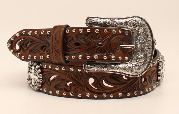 ARIAT CROSS RHINESTONE CONCHOS BROWN - ACCESSORIES BELT LADIES - A1518602