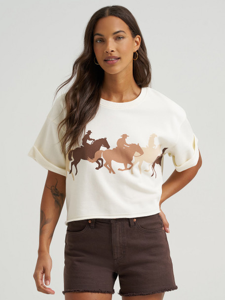 WRANGLER VINTAGE CREW SWEATSHIRT  CREAM - LADIES SHIRT  - 112379514