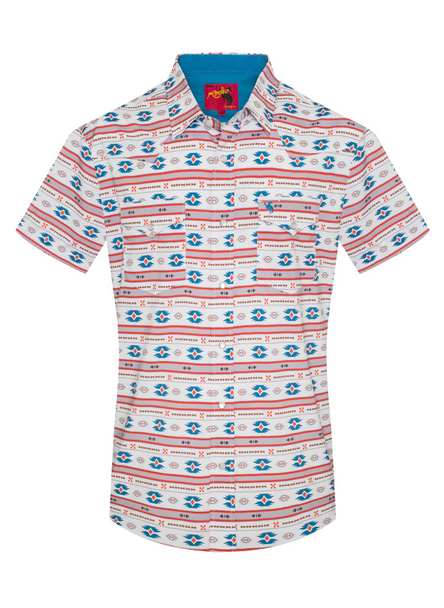 RODEO PEARL SNAP AZTEC PRINT RED - MENS SHIRT  - MPS110S-1054