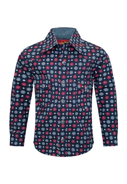 RODEO BLACK PEARL SNAPS PRINT - KIDS BOYS SHIRT - PS100K-173