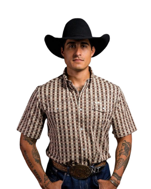 FERREL THE SENIOR BROWN PRINT - MENS SHIRT  - FPS1002323