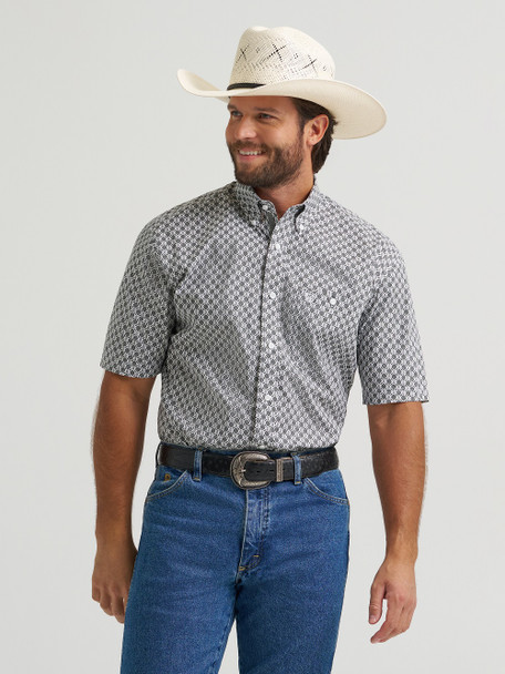 WRANGLER GEORGE STRAIT WHITE GREY PRINT - MENS SHIRT  - 112379058