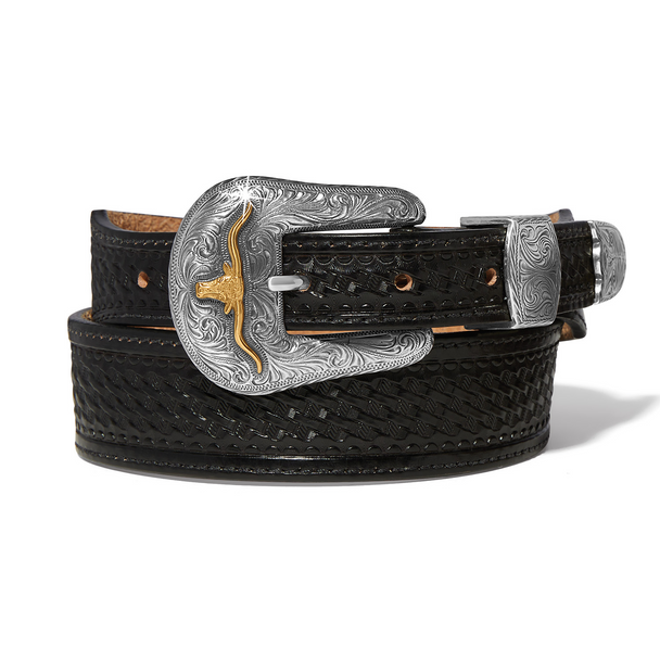 TONY LAMA BOVINE BELT BLACK LONGHORN - ACCESSORIES BELT MEN - C42903