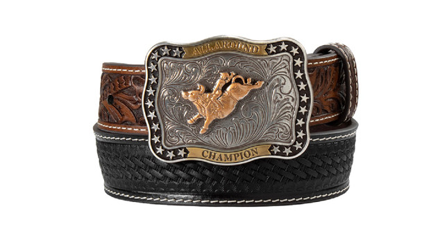 3-D BELT BASKET WEAVE BLACK AND BROWN - ACCESSORIES BELT KIDS - D1200050107