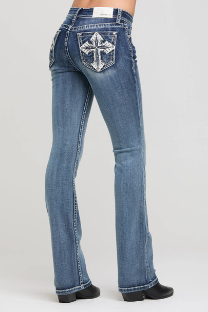 GRACE IN LA 430 CROSS EBROIDERY BOOTCUT - LADIES JEANS  - EB52034