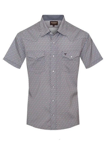 RODEO GREY AZTEC SNAP PRINT - MENS SHIRT  - MPS110S-1138