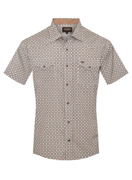 RODEO BROWN AZTEC SNAP PRINT - MENS SHIRT  - MPS110S-1141