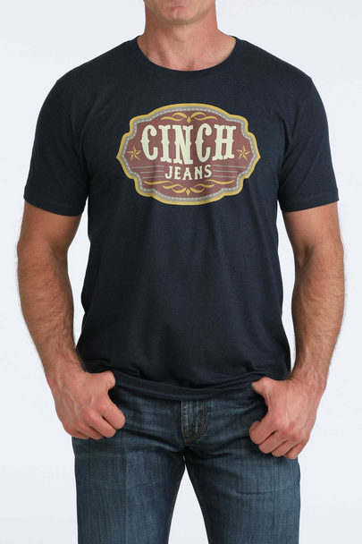 CINCH NAVY JEANS PRINT - MENS TEE  - MTT1690719