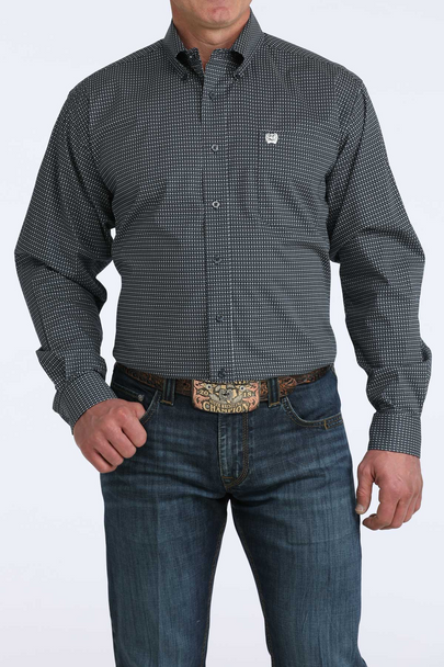 CINCH NAVY GEOMETRIC PRINT - MENS SHIRT  - MTW1106079
