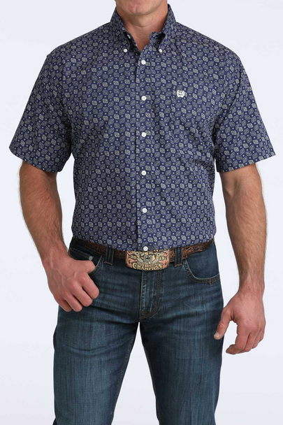 CINCH ROYAL BLUE PRINT - MENS SHIRT  - MTW1111514