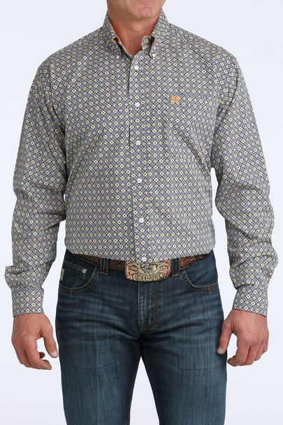 CINCH ROYAL BLUE DIAMOND PRINT - MENS SHIRT  - MTW1106073