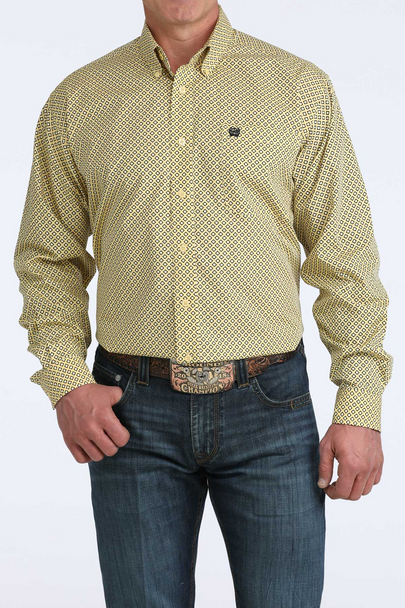CINCH YELLOW DIAMOND PRINT - MENS SHIRT  - MTW1106082