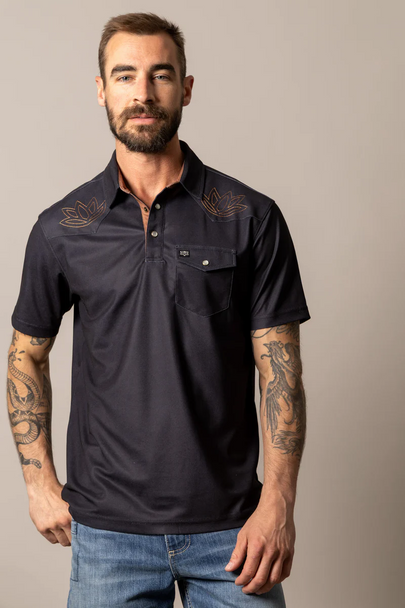 KIMES RANCH BOWMAN BLACK - MENS POLO  - MSH0000211