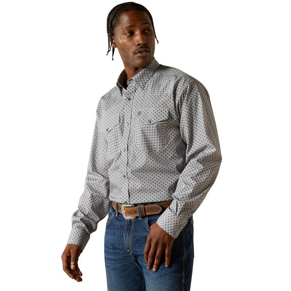 ARIAT WF EDWARD CLASSIC GREY PRINT - MENS SHIRT  - 10062354