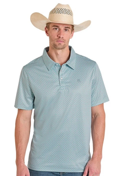 PANHANDLE SLIM TURQUOISE SNAP PRINT - MENS POLO  - TM51T08201