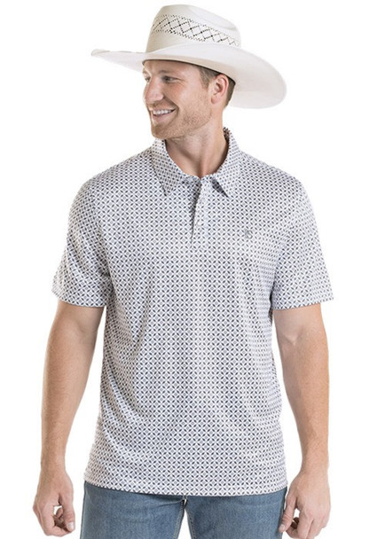 PANHANDLE SLIM BLACK GEO SNAP PRINT - MENS POLO  - TM51T09006
