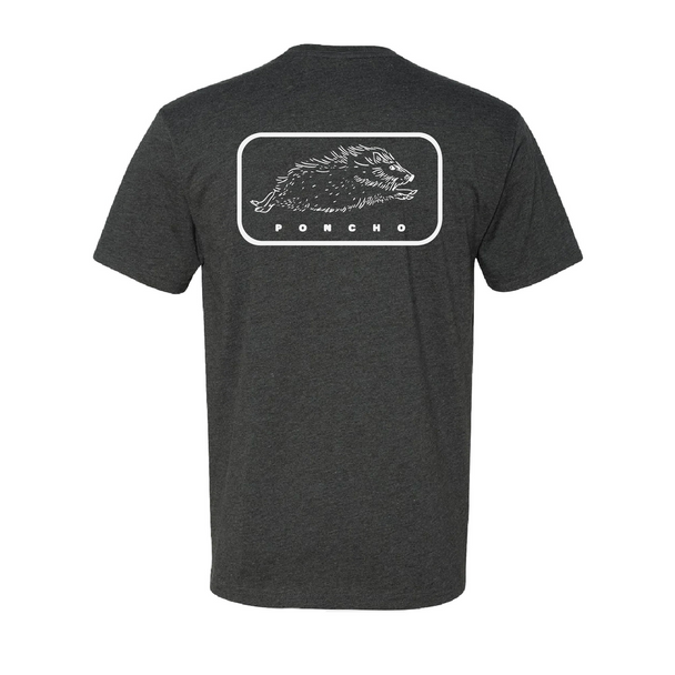 PONCHO  THE JAVELINA BLACK - MENS TEE  - THE JAVELINA