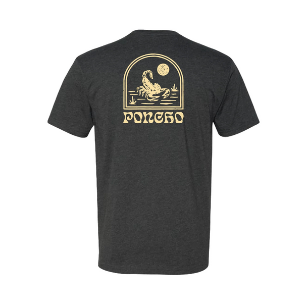 PONCHO  CHARCOAL SCORPION - MENS TEE  - CHARCOAL SCORPION