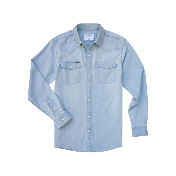 PONCHO  THE MARFA LIGHT WASH DENIM - MENS SHIRT  - MARFA