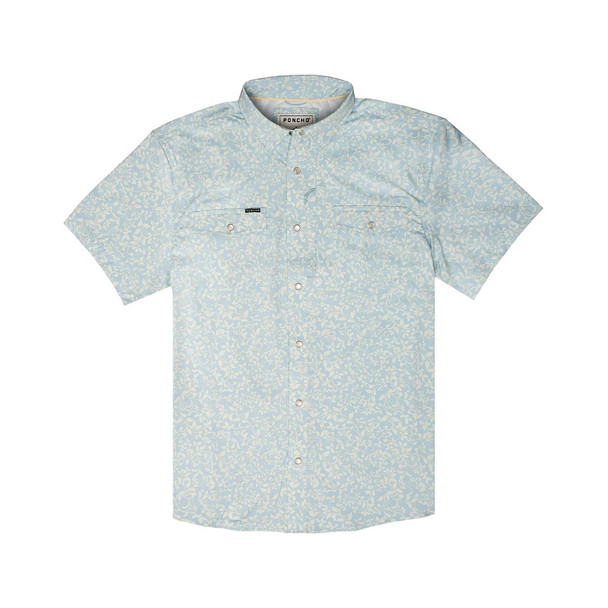 PONCHO  THE PINOS ALTOS BLUE FLOWERS - MENS SHIRT  - THE PINOS ALTOS
