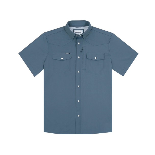 PONCHO  THE DOGTOOTH SLATE BLUE - MENS SHIRT  - THE DOGTOOTH