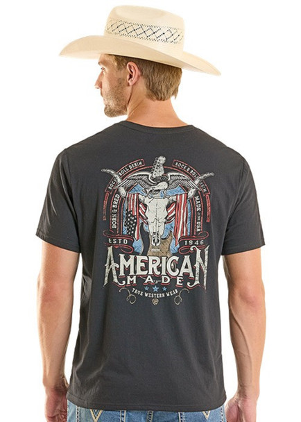ROCK & ROLL AMERICAN MADE BLACK - MENS TEE  - BU21T08871