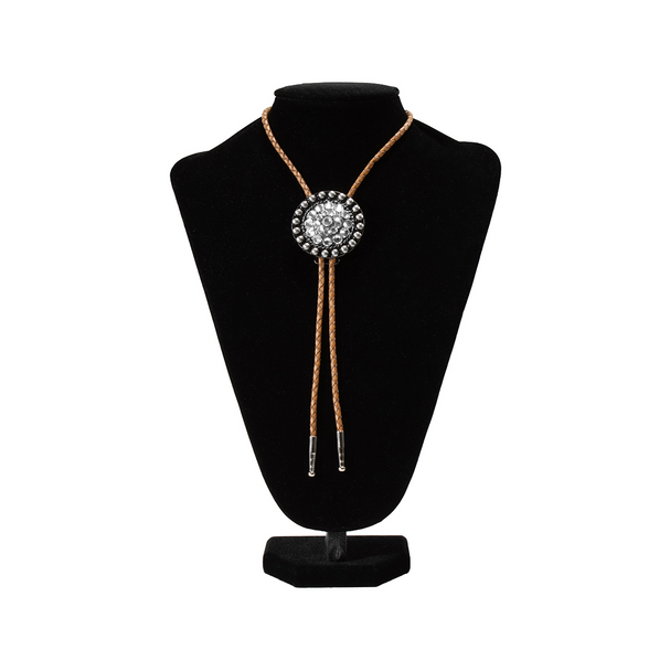 DOUBLE S BOLO TIE CLEAR CRYSTAL CENTER - ACCESSORIES OTHER  - 22419