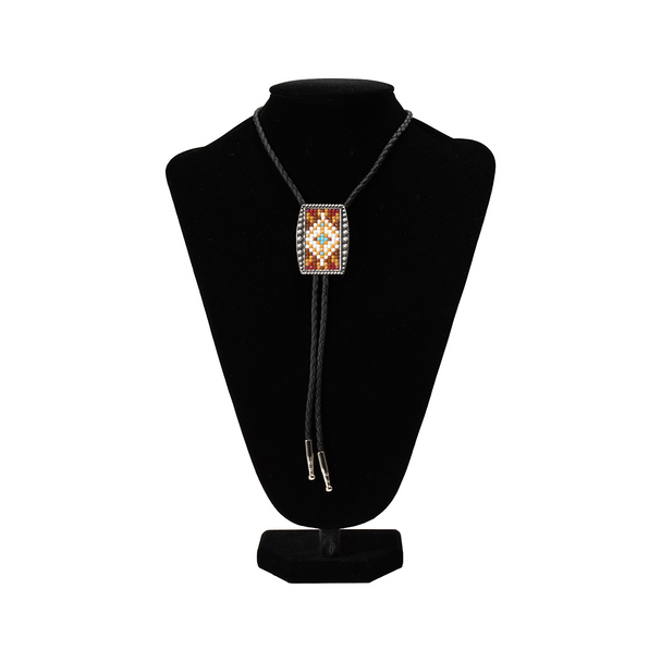 DOUBLE S BOLO TIE RECTANGLE BEAD CROSS - ACCESSORIES OTHER  - 22422