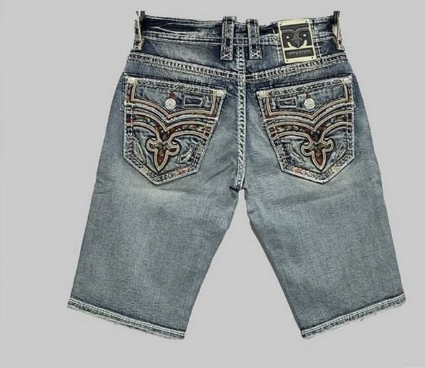 ROCK REVIVAL JUSTICE H207 MEDIUM BLUE SHORT - MEN SHORTS   - RP5646H207