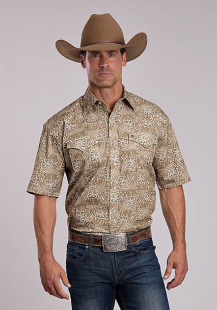 STETSON BROWN FAN PAISLEY PRINT - MENS SHIRT  - 11-002-0425-4025BR