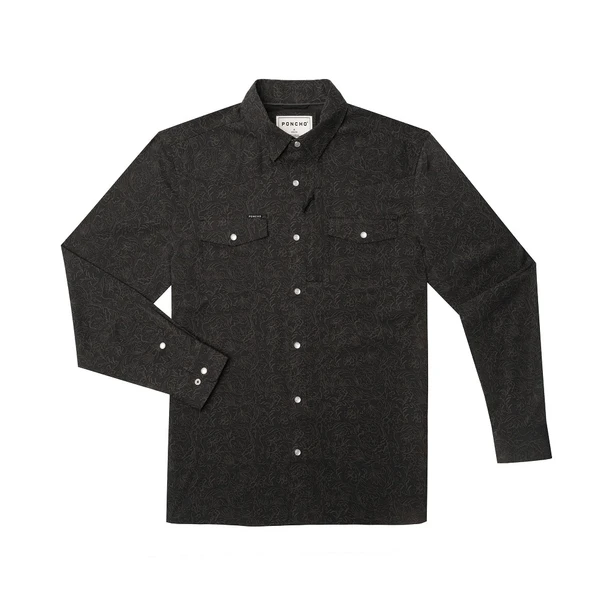 PONCHO  PAT GARRETT BLACK FLORAL PRINT - MENS SHIRT  - THE PAT GARRETT