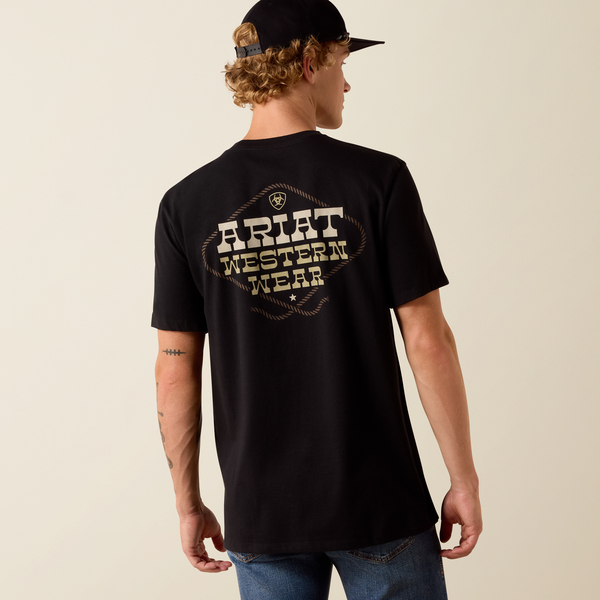 ARIAT COUNTRY WESTERN LOCKUP BLACK - MENS TEE  - 10073418